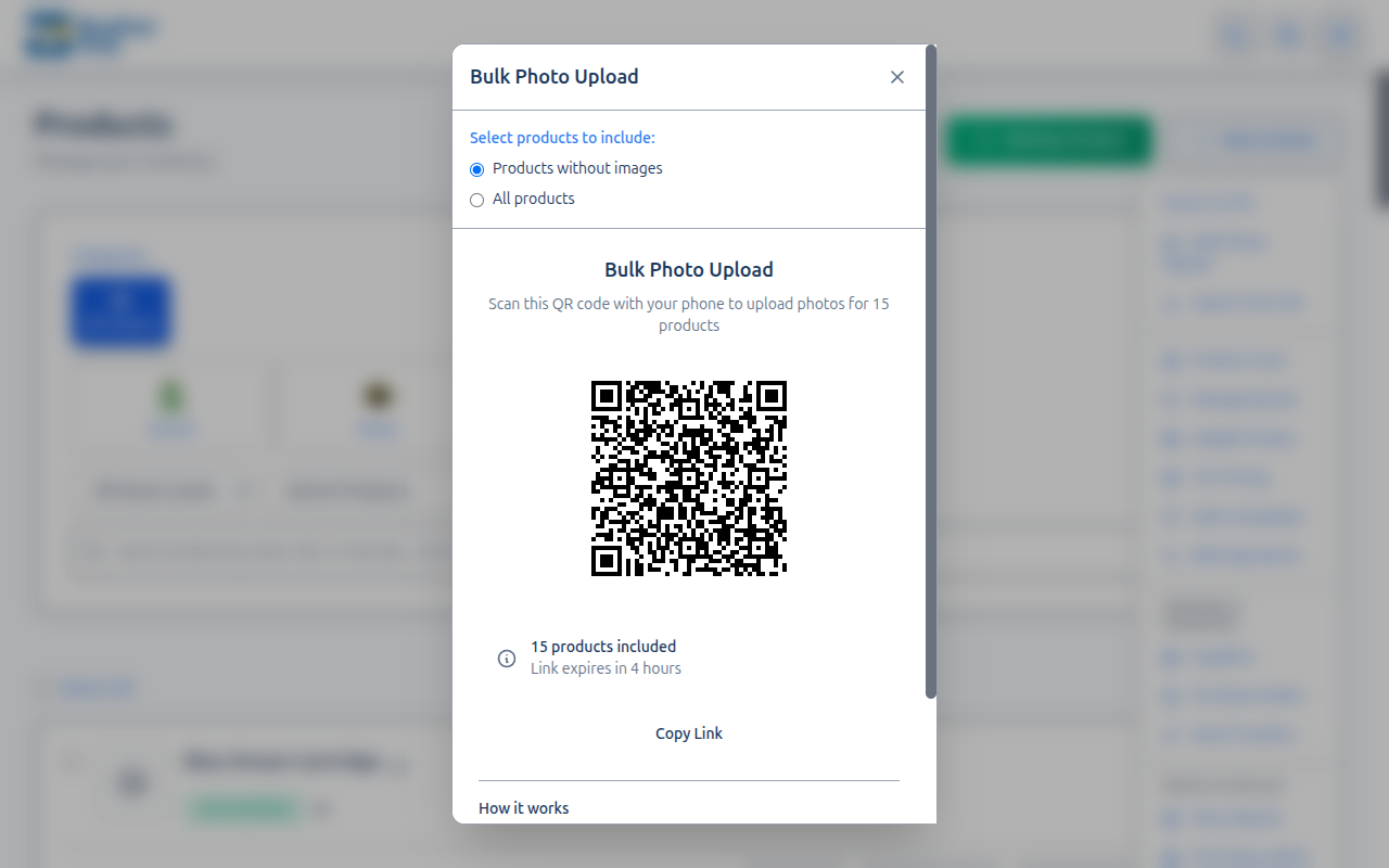 Bulk Photo Upload modal