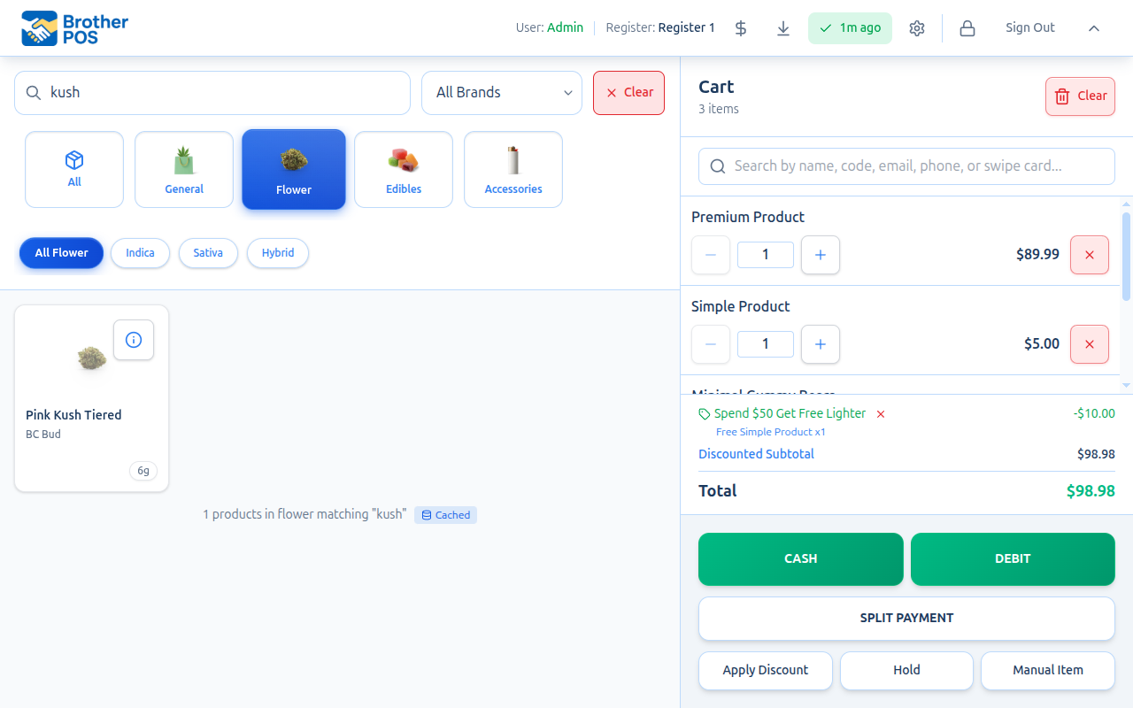 Category filter with Flower category selected