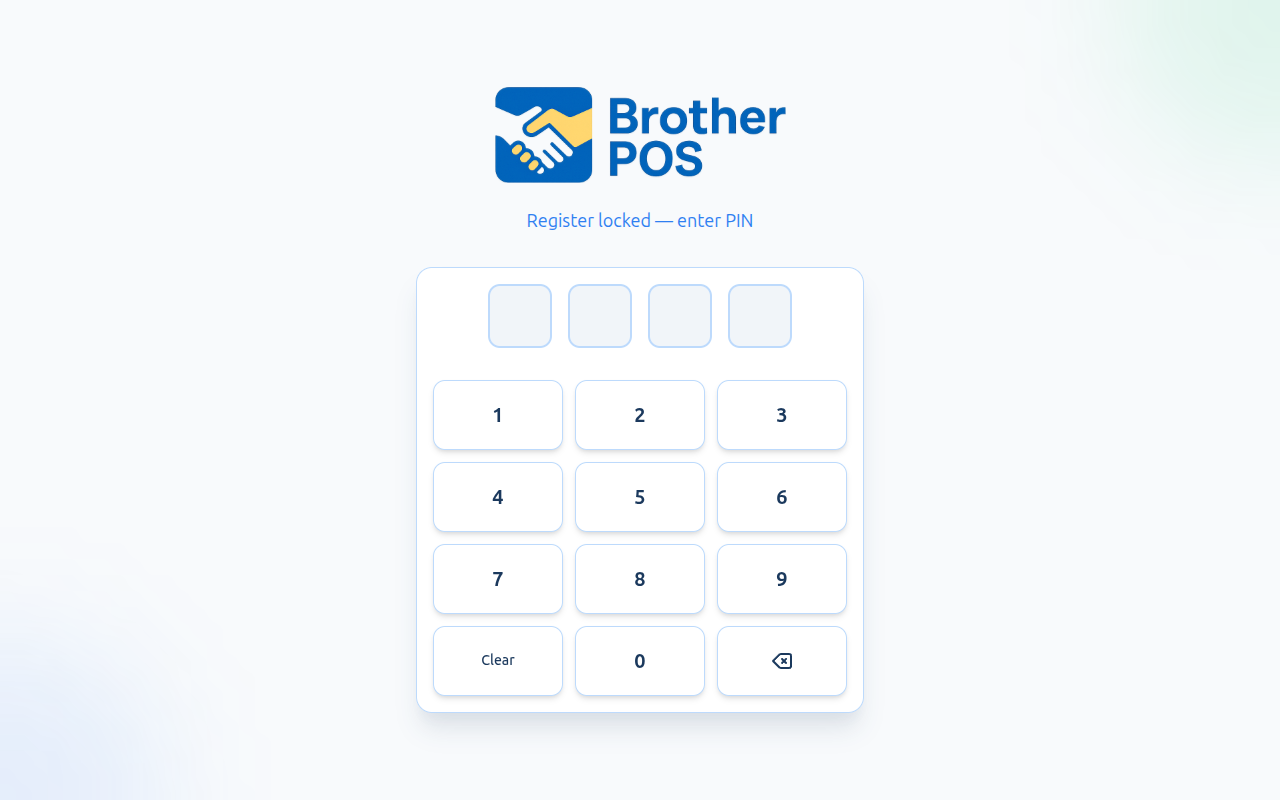 POS PIN Login Screen