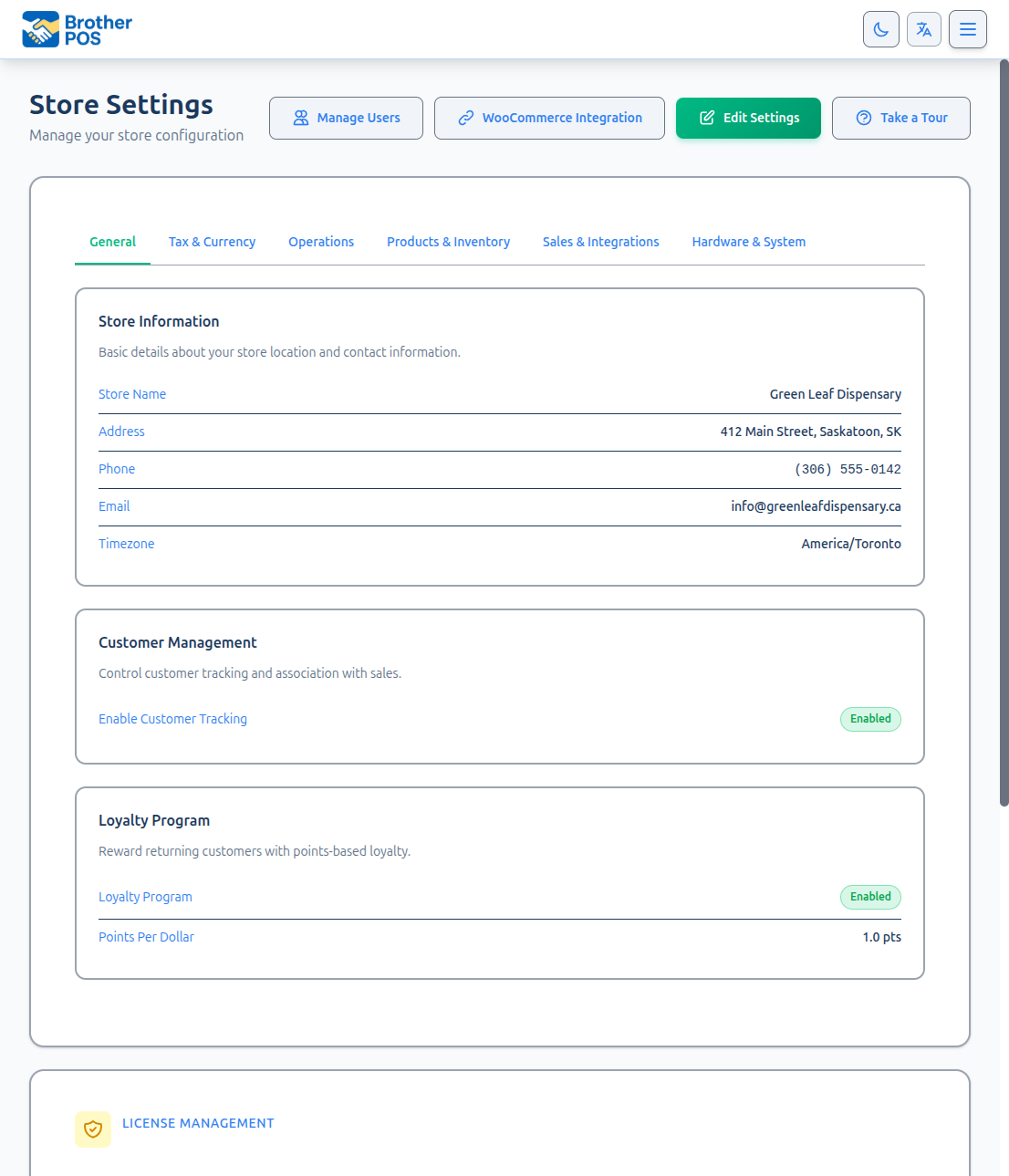 General settings tab
