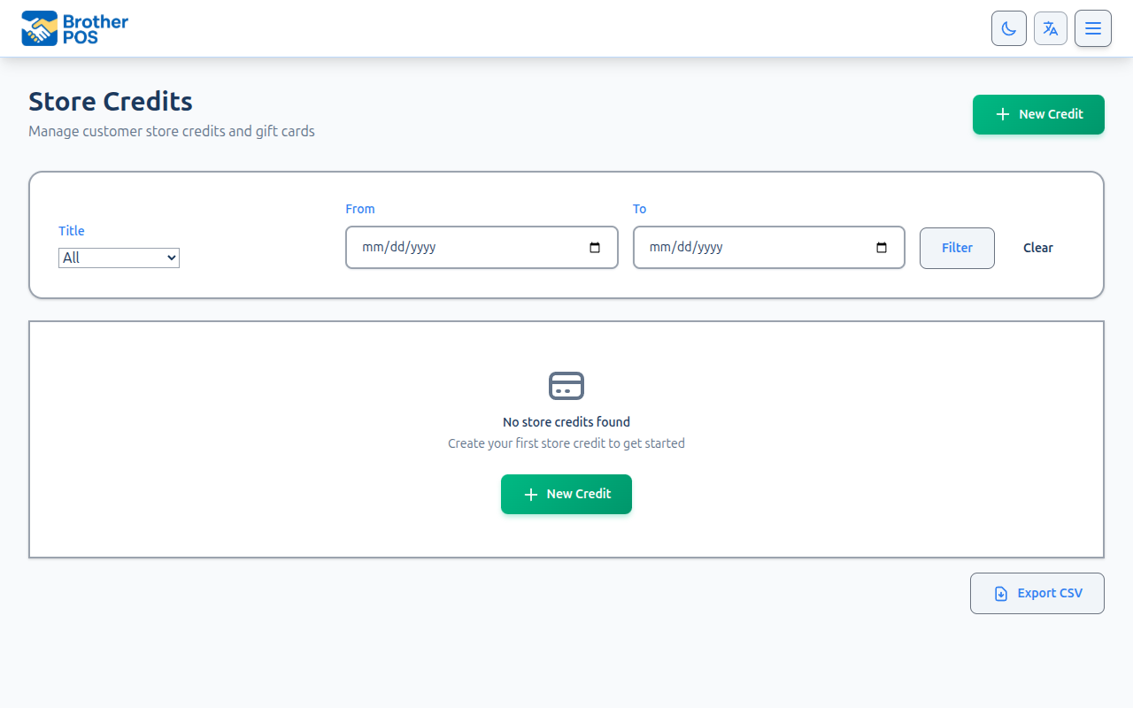 Store credits management